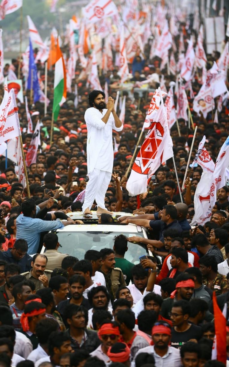 SOUTH SUPERSTAR PAWAN KALYAN’S POLITICAL RALLY  RECEIVES AN UNPRECEDENTED RESPONSE