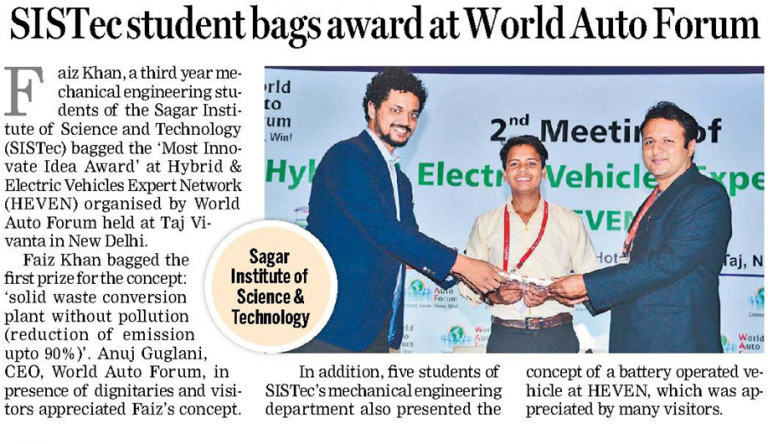 SISTec student bags award at World Auto Forum