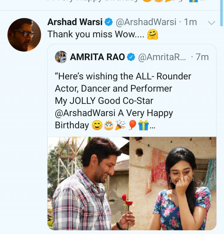 Amrita Rao wishes her co-star Arshad Warsi a happy birthday