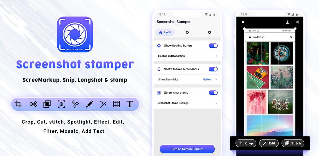 Screenshot stamper: Markup, Snip, Longshot & stamp